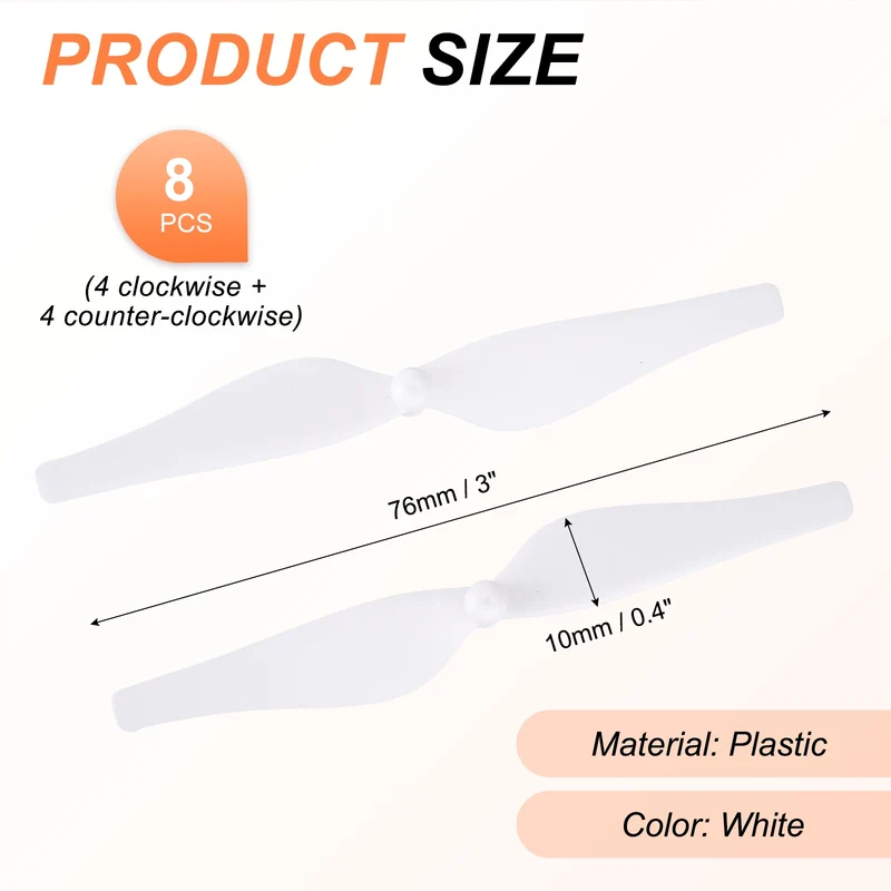 8Pcs 3 Inch Plastic Propellers for Tello RC Quadcopter White