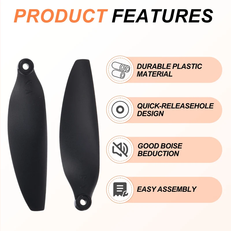 8Pcs 2.3" Plastic Propellers for Mini 3 Quadcopter Black