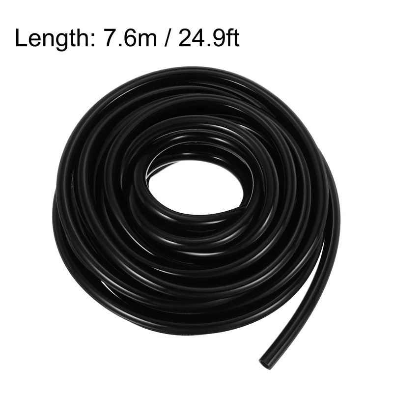 Silicone Tubing, 6mm ID x 9mm OD 24.9ft Silicone Rubber Tube Hose Pipe Black