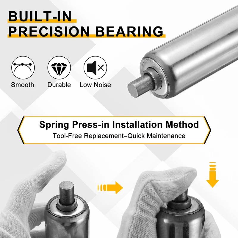 Stainless Steel Conveyor Roller 1" x 26" (38 x 660mm) Gravity Rollers 4 Pcs