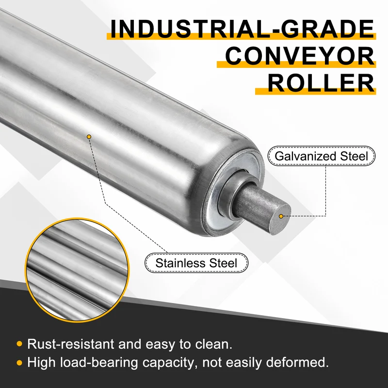 Stainless Steel Conveyor Roller 1" x 20" (38 x 500mm) Gravity Rollers 4 Pcs