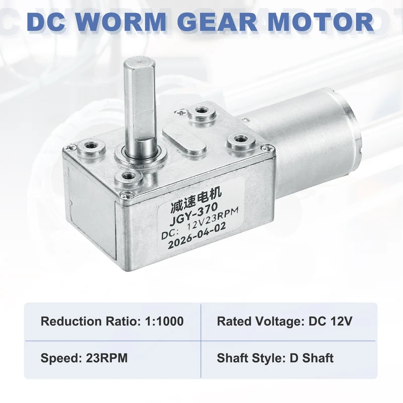 DC 12V 23RPM High Torque Worm Geared Motor JGY-370 Motor with Bracket Screws