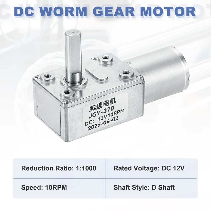 DC 12V 10RPM High Torque Worm Geared Motor JGY-370 Motor with Bracket Screws