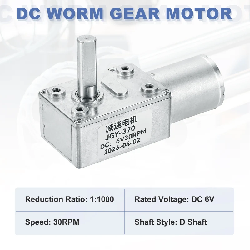DC 6V 30RPM High Torque Worm Geared Motor JGY-370 Motor with Bracket Screws