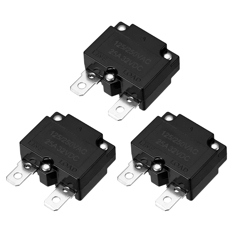 3pcs Thermal Circuit Breakers Automatic Reset 25A 125/250VAC 32VDC
