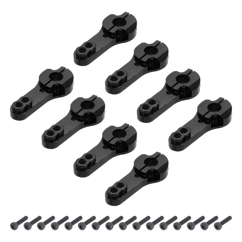 8 Pcs Metal Servo Horn 25T Steering Arm 35mm Length Black