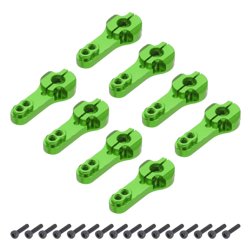 8 Pcs Metal Servo Horn 25T Steering Arm 35mm Length Green