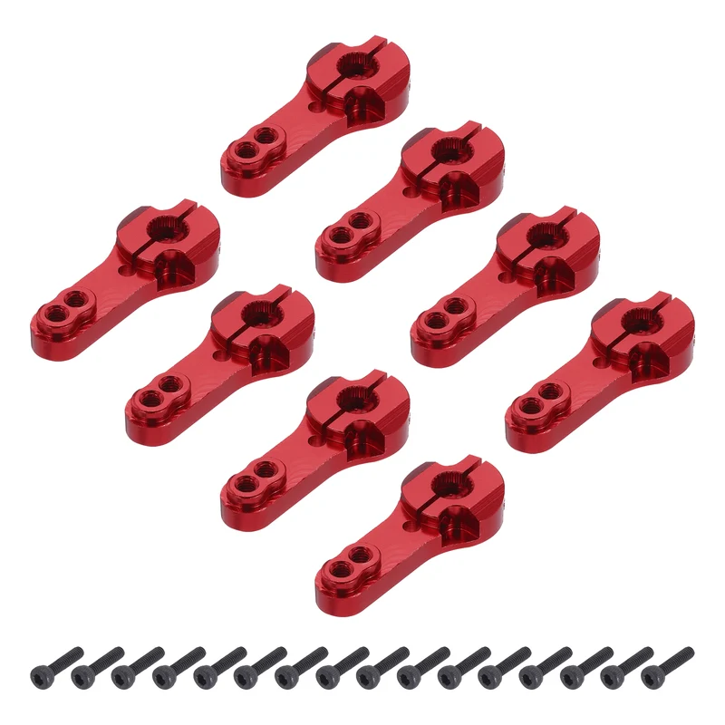 8 Pcs Metal Servo Horn 25T Steering Arm 35mm Length Red