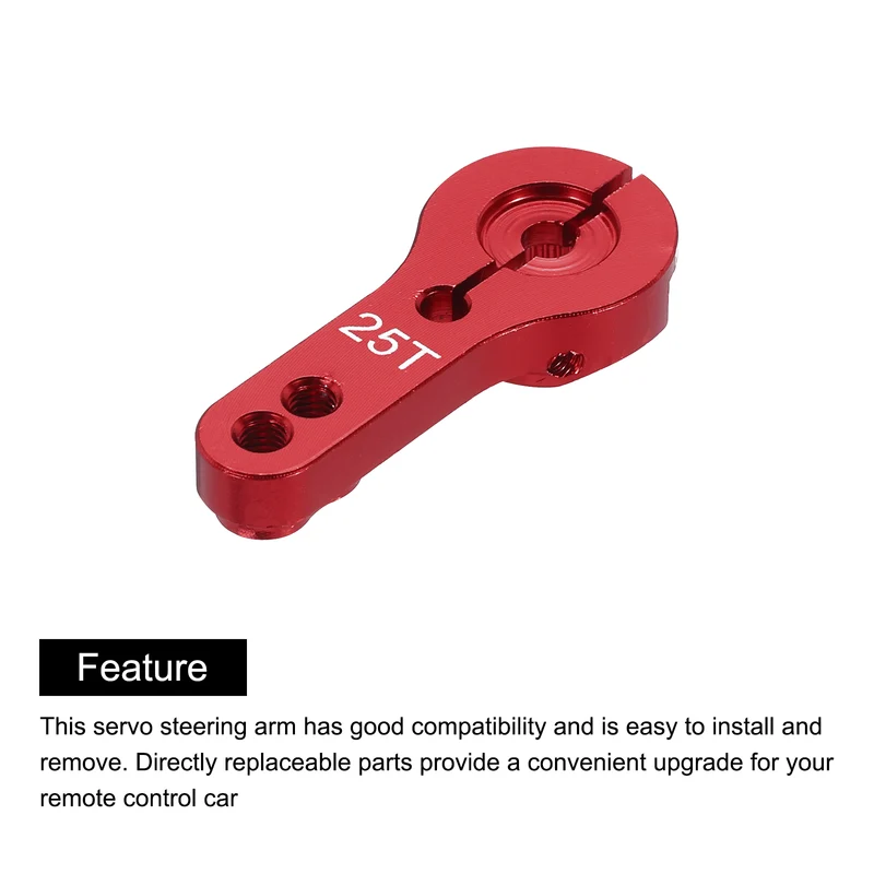 8 Pcs Metal Servo Horn 25T Steering Arm 35mm Length Red