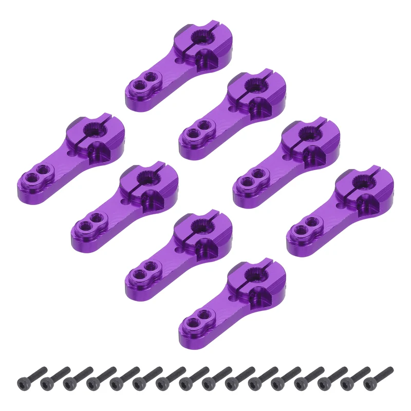 8 Pcs Metal Servo Horn 25T Steering Arm 35mm Length Purple