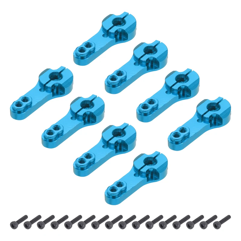 8 Pcs Metal Servo Horn 25T Steering Arm 35mm Length Blue