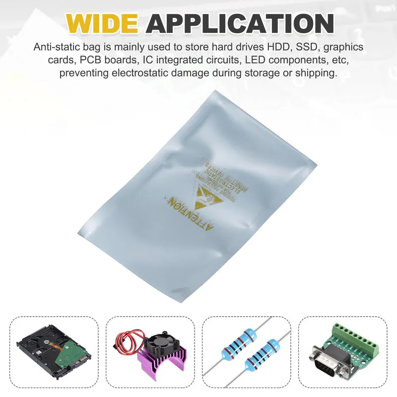 100 Pcs Anti Static Bags Shielding Bag 2.8" x 4.3" Open Top, Silver Gray