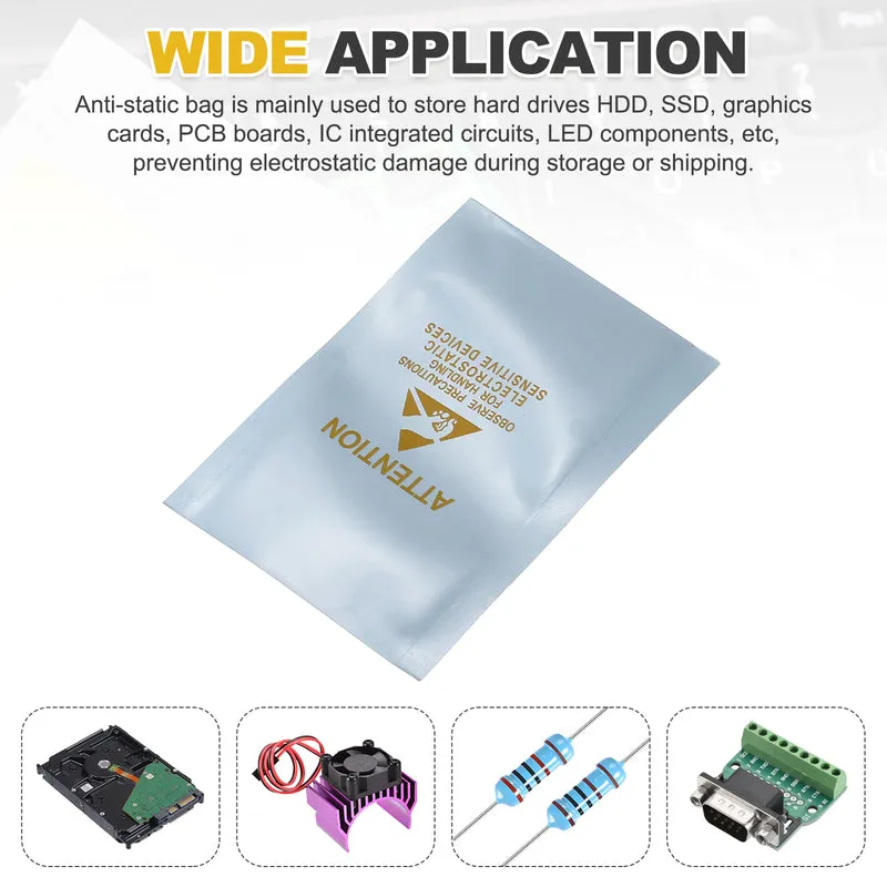 100 Pcs Anti Static Bags Shielding Bag 2.4" x 3.5" Open Top, Silver Gray
