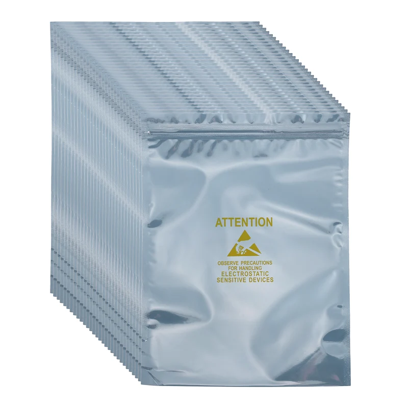 100 Pcs Anti Static Shielding Bag 7.1" x 9.8" Resealable ESD Bags, Silver Gray