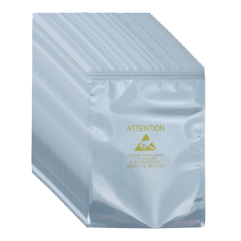 100 Pcs Anti Static Shielding Bag 6.3" x 9.1" Resealable ESD Bags, Silver Gray