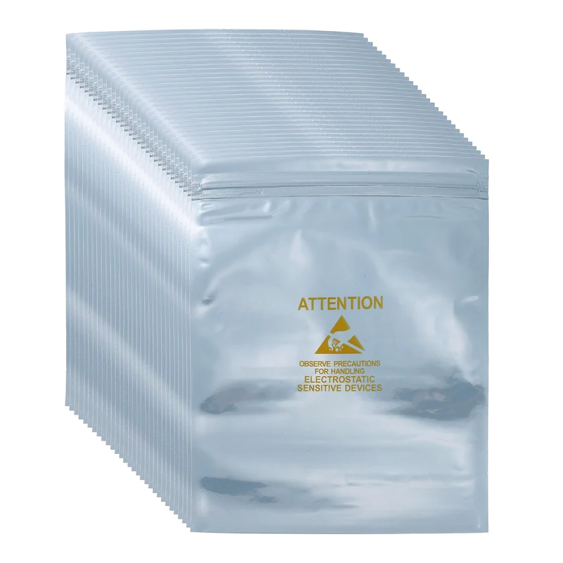 100 Pcs Anti Static Shielding Bag 5.9" x 7.9" Resealable ESD Bags, Silver Gray