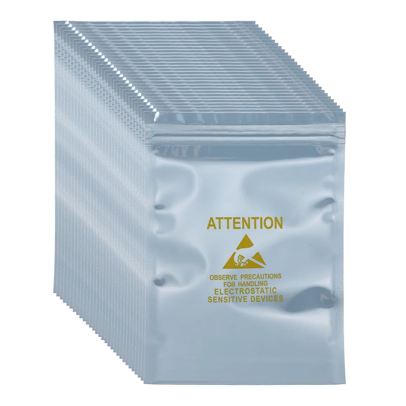 100 Pcs Anti Static Shielding Bag 5.1" x 7.5" Resealable ESD Bags, Silver Gray