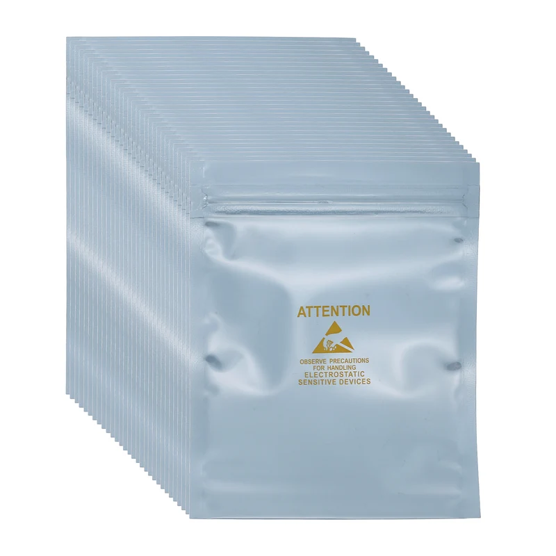 100 Pcs Anti Static Shielding Bag 4.3" x 5.9" Resealable ESD Bags, Silver Gray