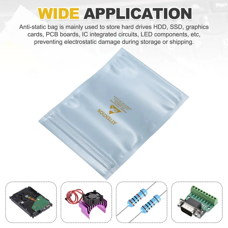 100 Pcs Anti Static Shielding Bag 4.3" x 5.9" Resealable ESD Bags, Silver Gray