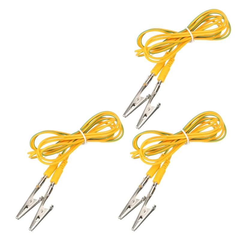 ESD Grounding Cable Cord with Alligator Clip 180cm/70.87 Inch Yellow,Green,3 Pcs