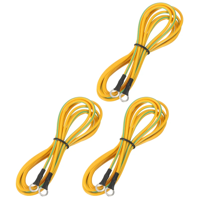 ESD Grounding Cable Cord 180cm/70.87 Inch Yellow,Green,3 Pcs