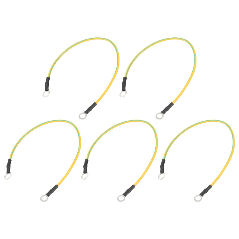 ESD Grounding Cable Cord 18cm/7.09 Inch Yellow,Green,5 Pcs