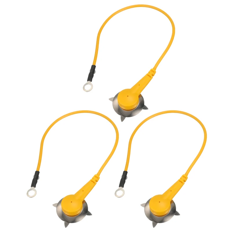 ESD Grounding Cable Cord Clip 20cm/7.87 Inch Yellow,3 Pcs