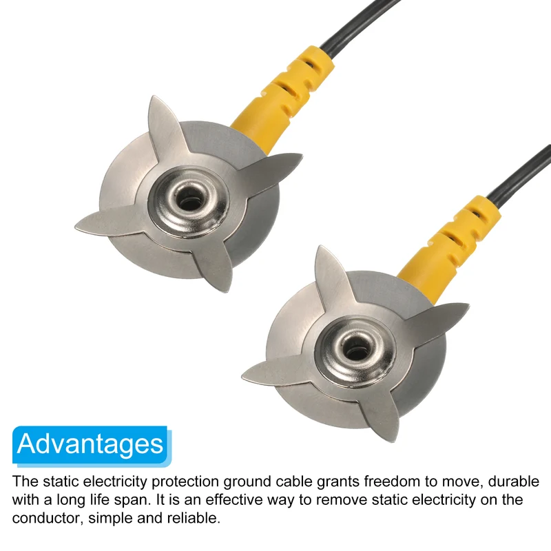 ESD Grounding Cable Cord Clip 15cm/5.91" Yellow,Black,3 Pcs