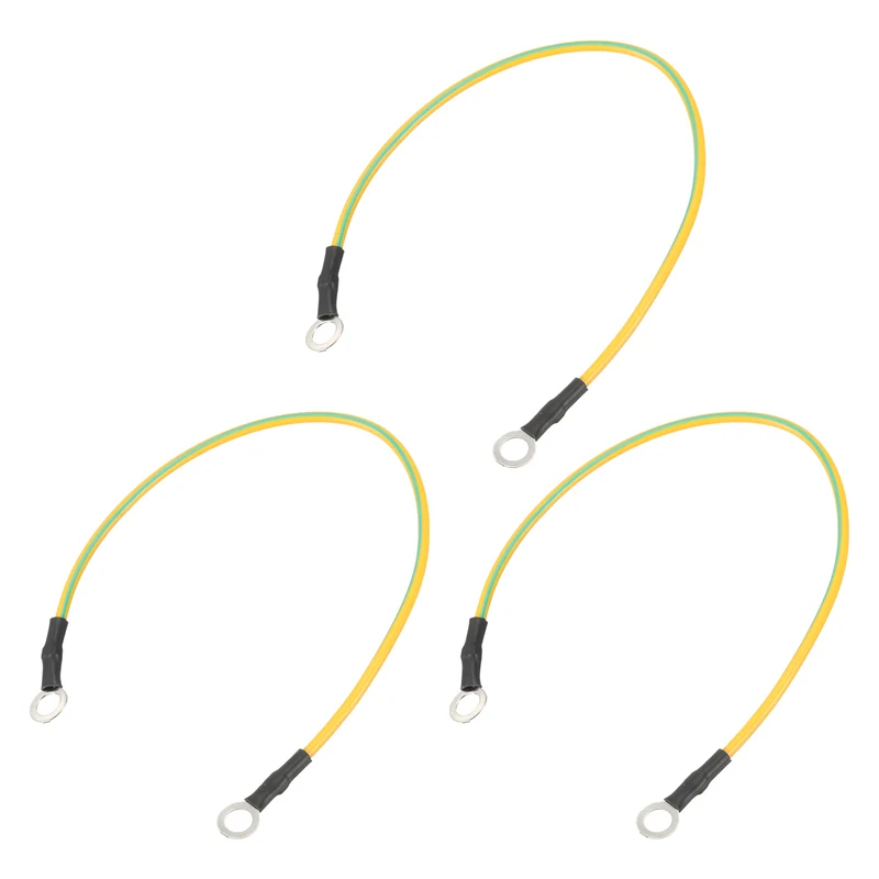 ESD Grounding Cable Cord 20cm/7.87 Inch Yellow,Green,3 Pcs