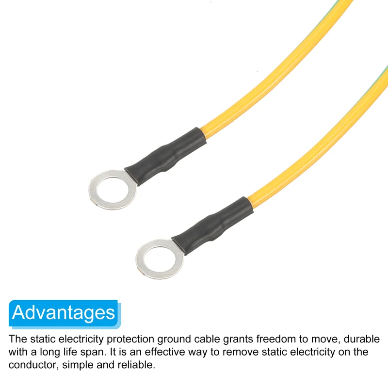 ESD Grounding Cable Cord 20cm/7.87 Inch Yellow,Green,3 Pcs