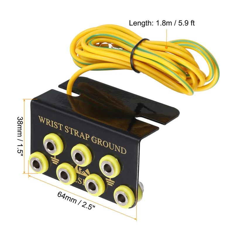 ESD Anti Static Grounding Socket L Shaped ESD Ground Socket Connector 7 Hole for Wrist Strap Grounding