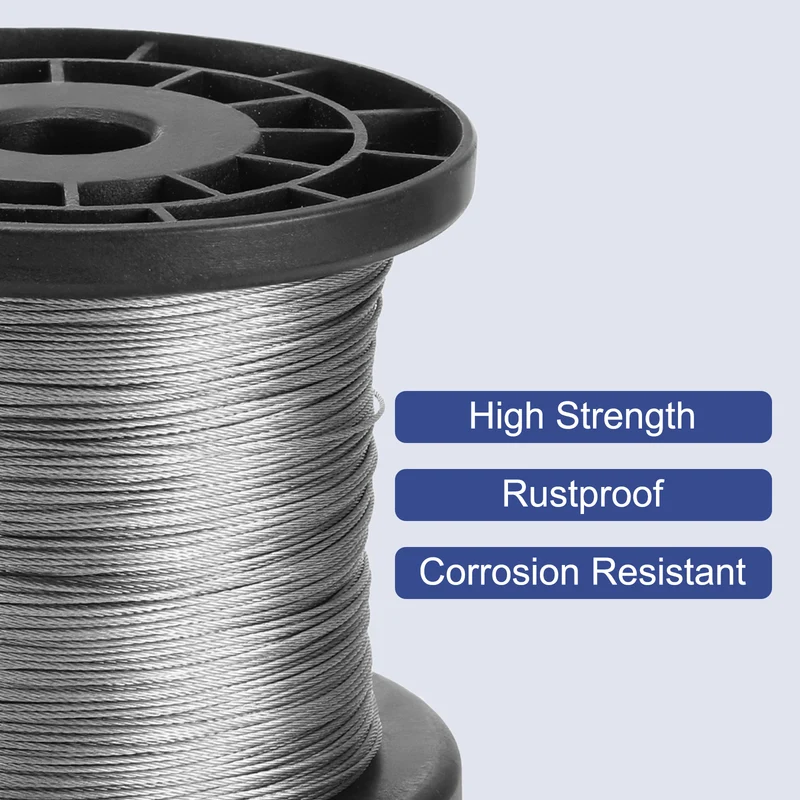 1/32" 800ft 304 Stainless Steel Cable Wire Rope with Reel 7 x 7 Strands