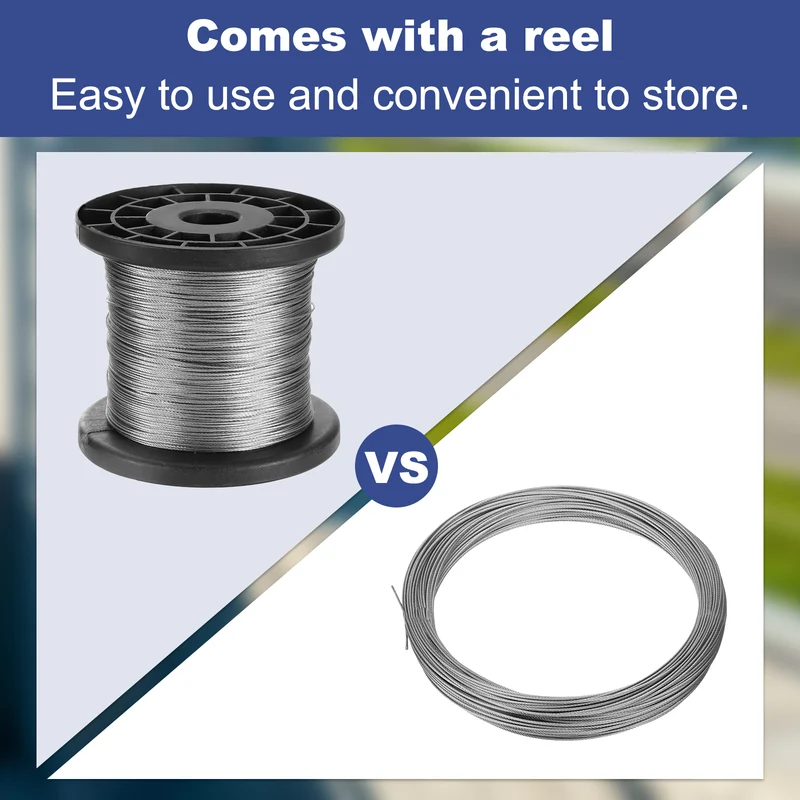 1/32" 800ft 304 Stainless Steel Cable Wire Rope with Reel 7 x 7 Strands