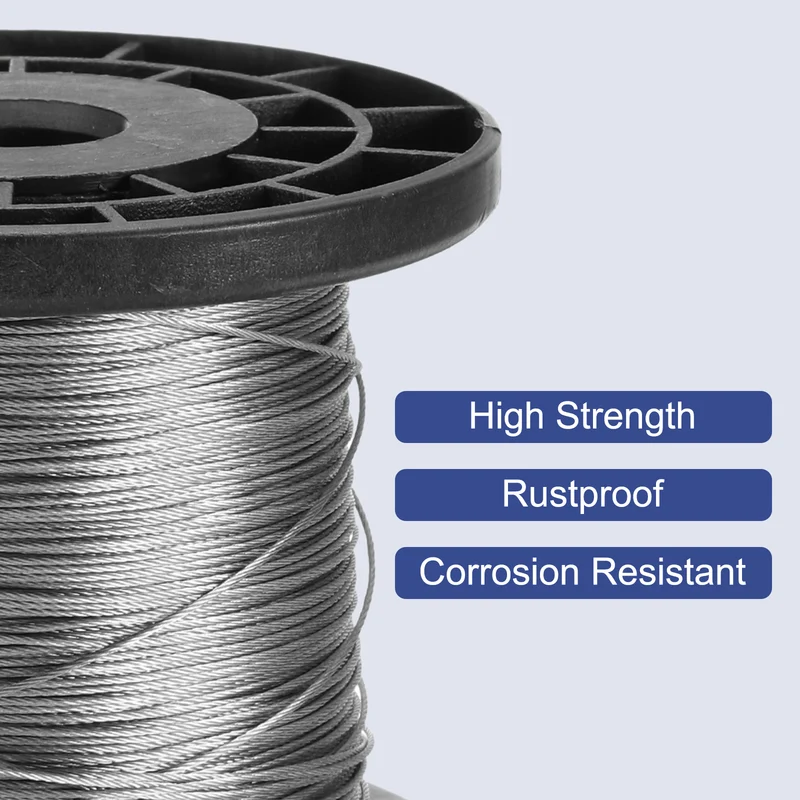 1/32" 600ft 304 Stainless Steel Cable Wire Rope with Reel 7 x 7 Strands