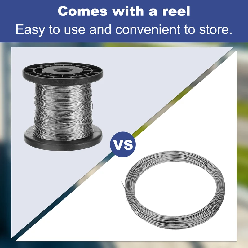 1/32" 600ft 304 Stainless Steel Cable Wire Rope with Reel 7 x 7 Strands