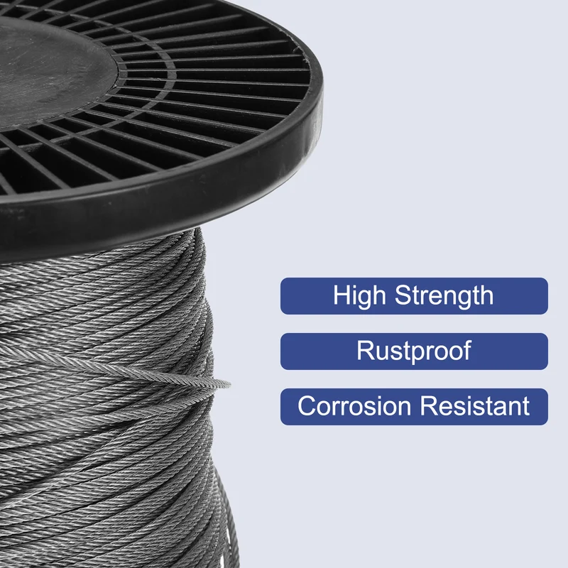 1/16" 600ft 304 Stainless Steel Cable Wire Rope with Reel 7 x 7 Strands