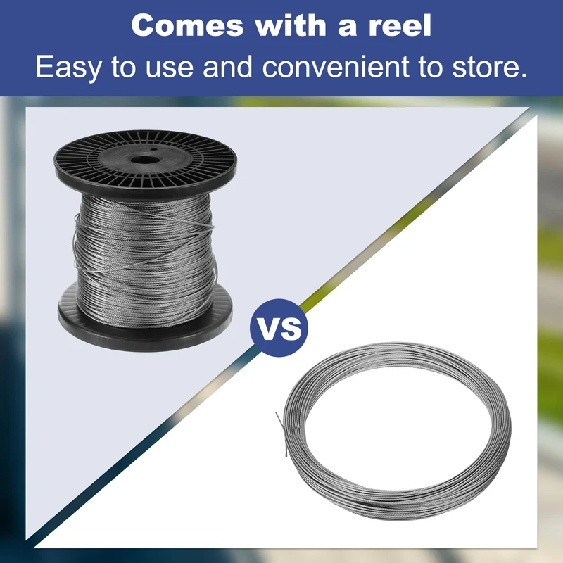 1/16" 600ft 304 Stainless Steel Cable Wire Rope with Reel 7 x 7 Strands