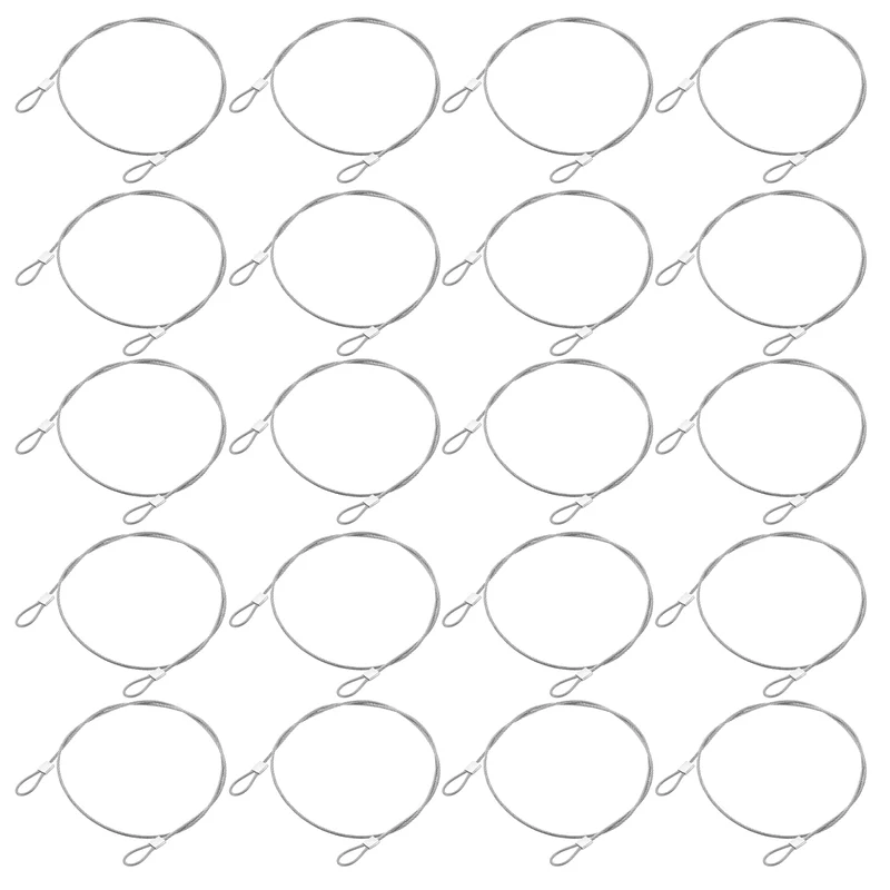 20Pcs Lanyard Cable, 20cmx1.5mm Stainless Steel Wire Cable with Loops, Silver