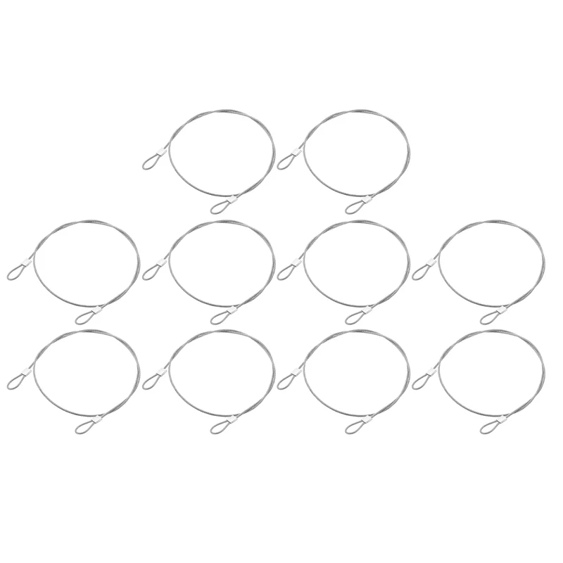 10Pcs Lanyard Cable 20cmx1.5mm Stainless Steel Wire Cable with Loops Silver
