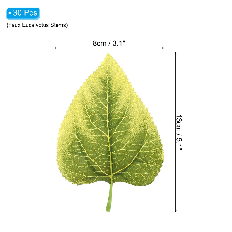 30pack 5.1x3.1" Artificial Green Leaves Bulk Greenery Fake Sunflower Leaves