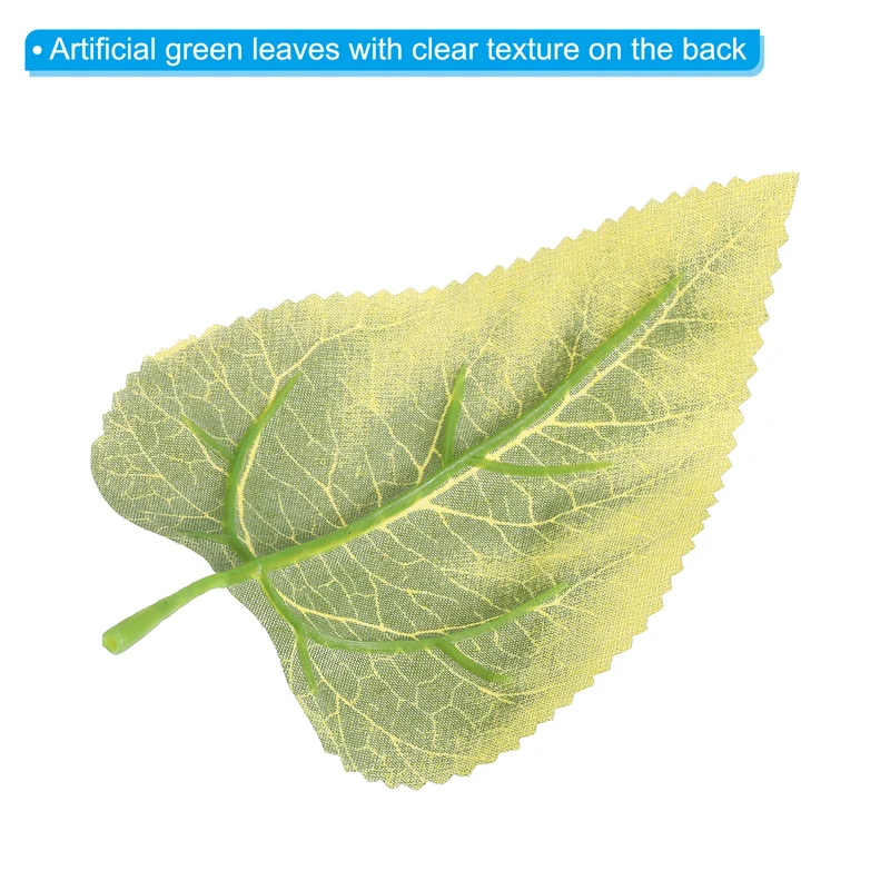 30pack 5.1x3.1" Artificial Green Leaves Bulk Greenery Fake Sunflower Leaves