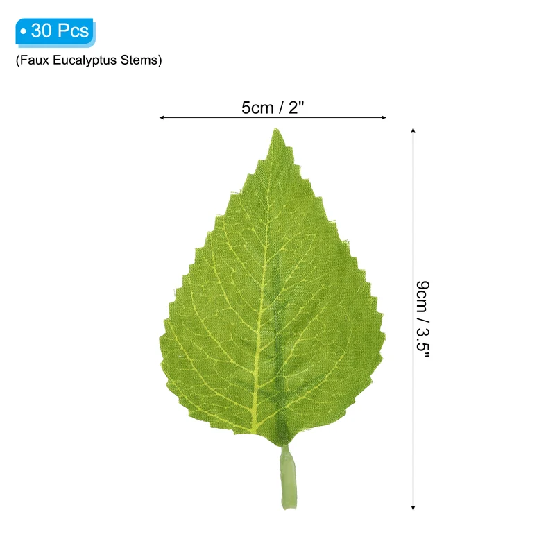 30Pack 3.5x2" Artificial Green Leaves Bulk Greenery Fake Sunflower Leaves