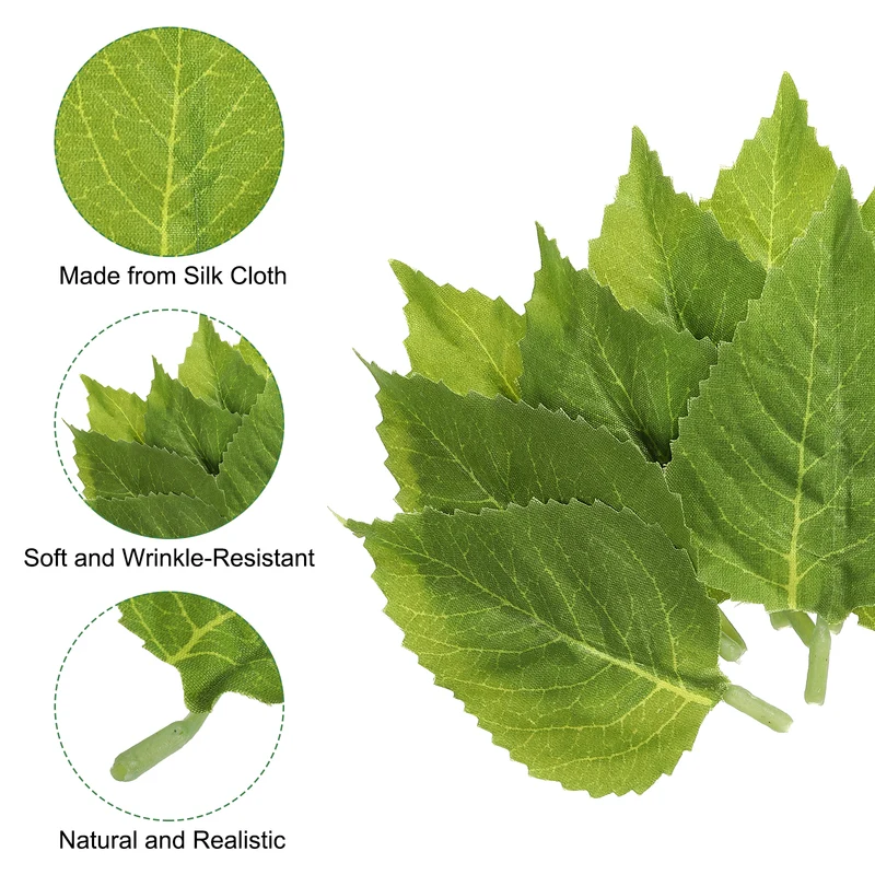 30Pack 3.5x2" Artificial Green Leaves Bulk Greenery Fake Sunflower Leaves