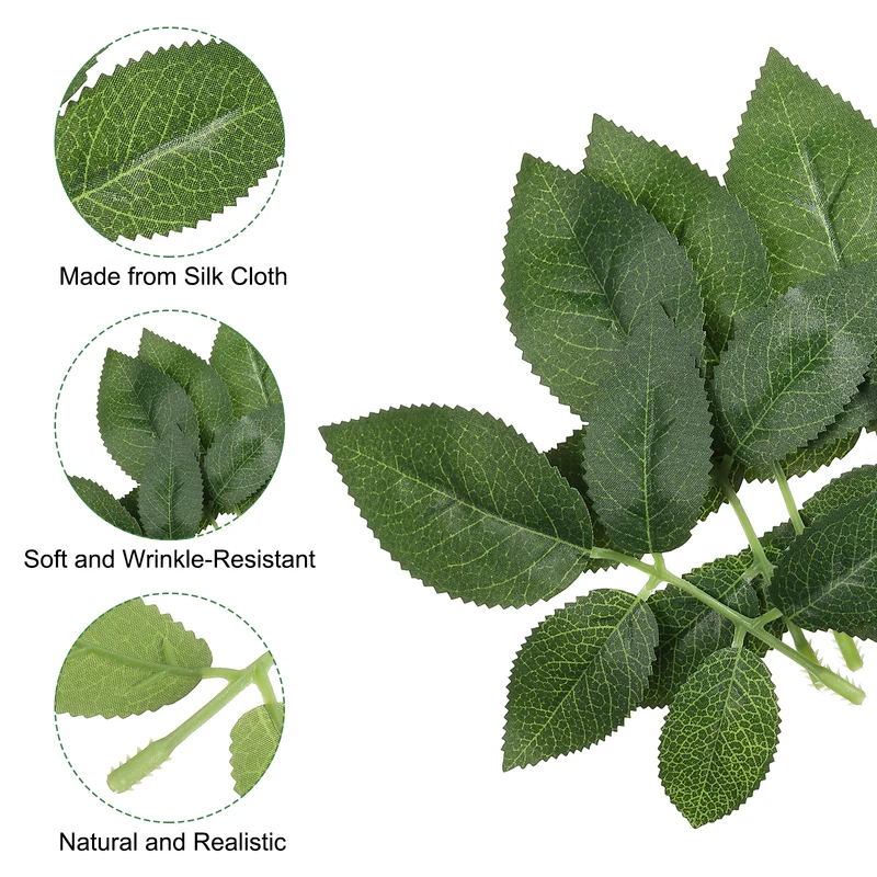 5.9x5.1" Artificial Green Leaves, 90 Pcs Bulk Greenery Leaves Fake Rose Leaves Fake Leaves for Wedding Bouquets Wreaths Decor