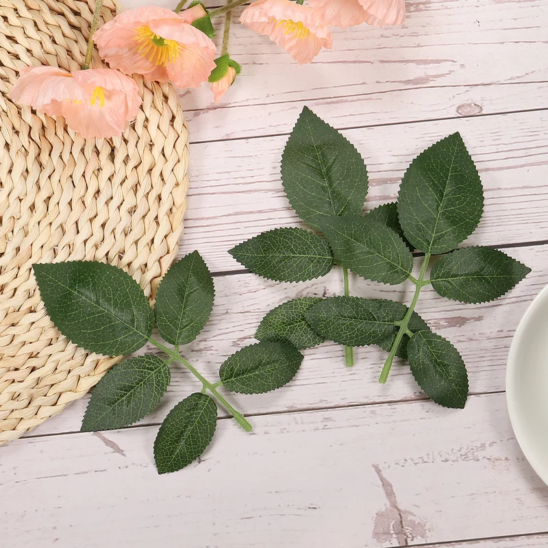 5.9x5.1" Artificial Green Leaves, 60 Pcs Bulk Greenery Leaves Fake Rose Leaves Fake Leaves for Wedding Bouquets Wreaths Decor