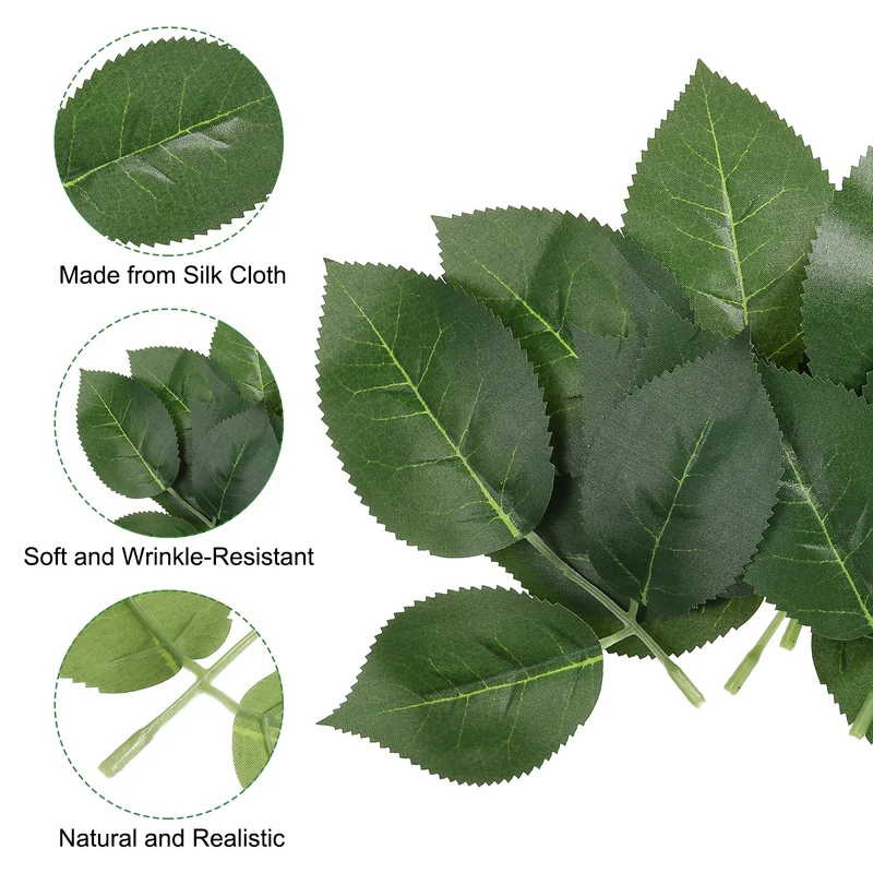 5.9x5.9" Artificial Green Leaves, 60 Pcs Bulk Greenery Leaves Fake Rose Flower Leaves Fake Leaves for Wedding Bouquets Wreaths Decor