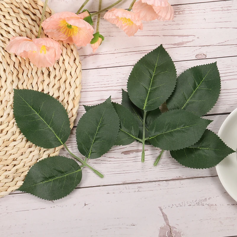 5.9x5.9" Artificial Green Leaves, 60 Pcs Bulk Greenery Leaves Fake Rose Flower Leaves Fake Leaves for Wedding Bouquets Wreaths Decor