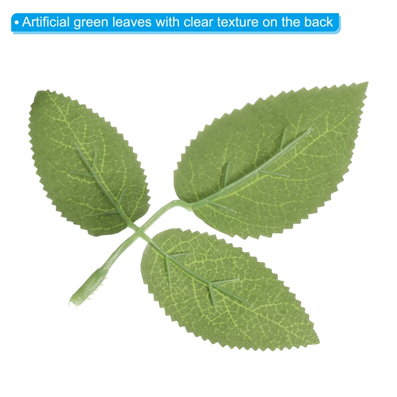 60Pcs 5.1x5.1" Artificial Green Leaves Bulk Greenery Fake Rose Flower Leaves