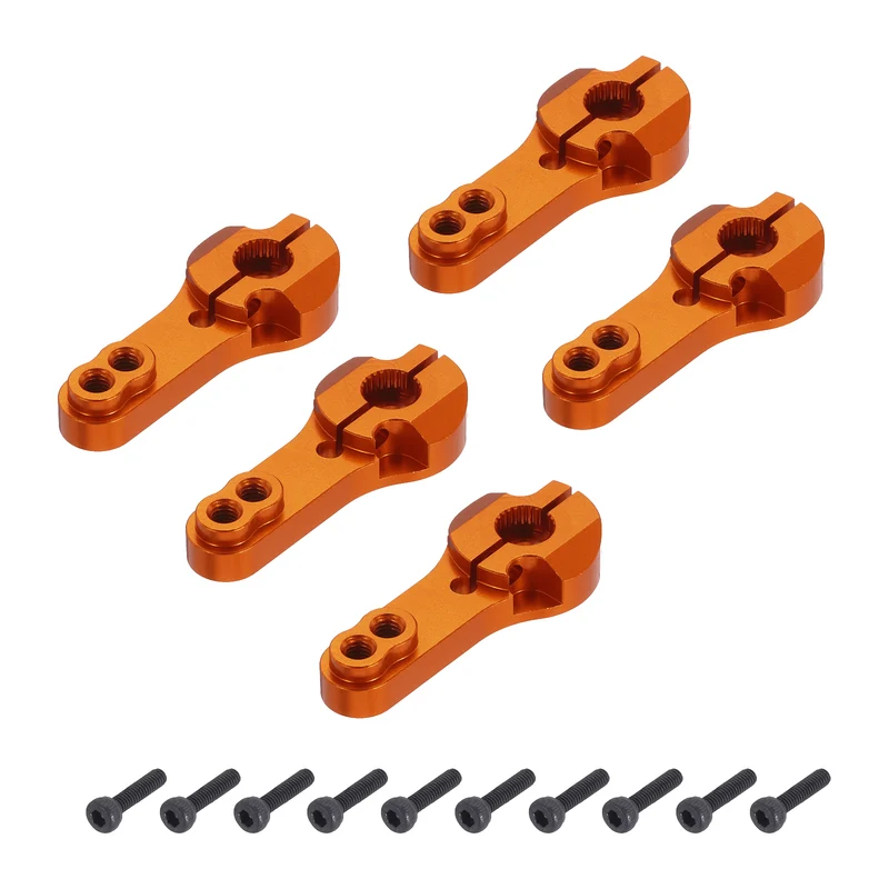 5 Pcs Aluminum Servo Horn 25T Steering Arm 35mm Length Orange