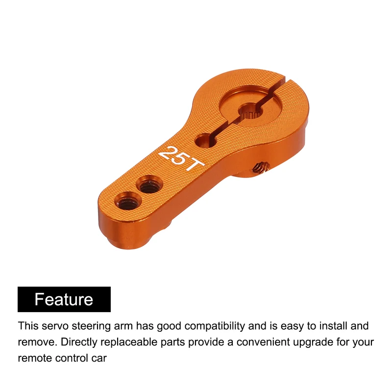 5 Pcs Aluminum Servo Horn 25T Steering Arm 35mm Length Orange